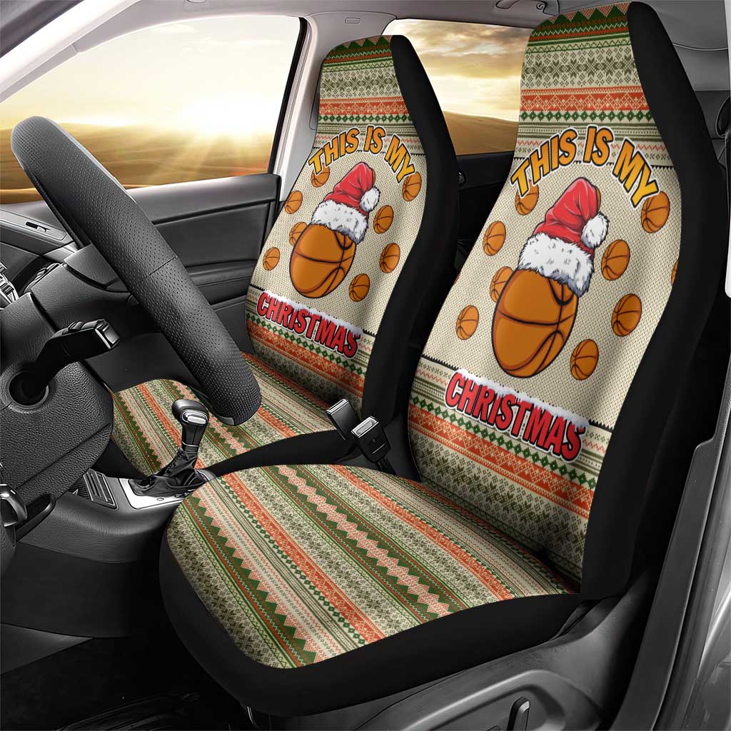 Basketball Winter Christmas Car Seat Cover Xmas Holiday Patterns - Wonder Print Shop