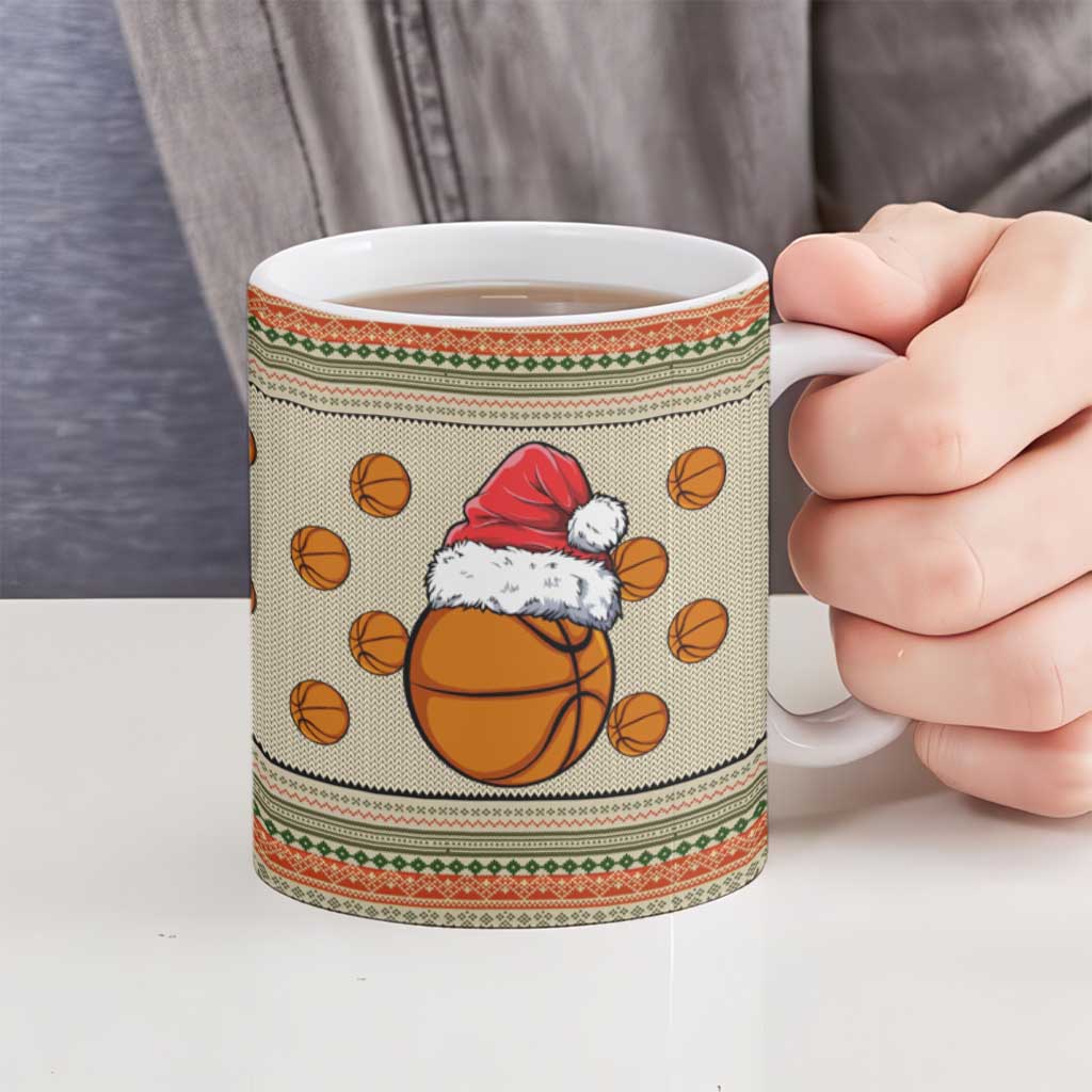 Basketball Winter Christmas Ceramic Mug Xmas Holiday Patterns - Wonder Print Shop