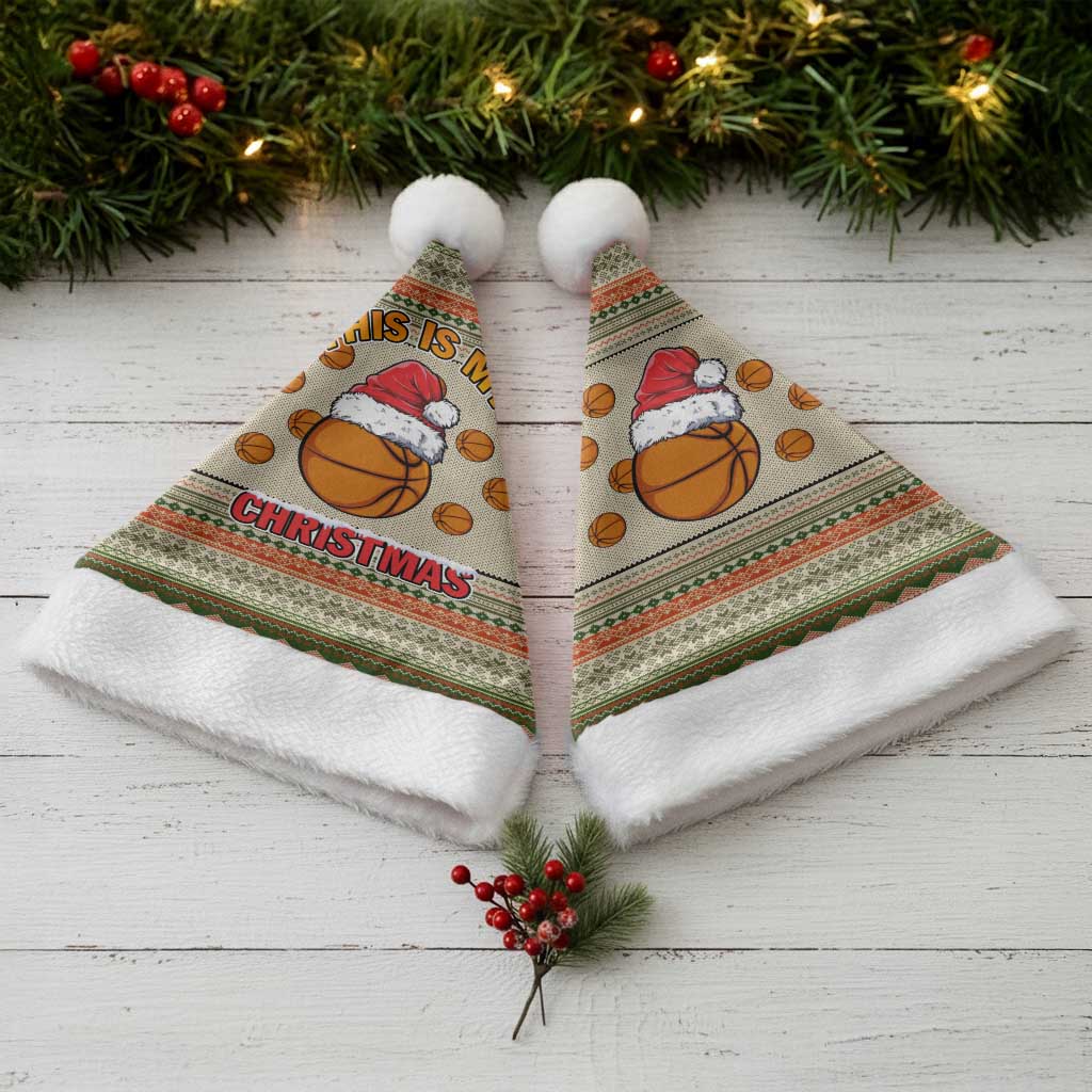 Basketball Winter Christmas Santa Hat Xmas Holiday Patterns - Wonder Print Shop