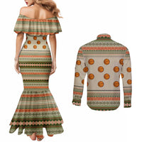 Basketball Winter Christmas Couples Matching Mermaid Dress and Long Sleeve Button Shirt Xmas Holiday Patterns - Wonder Print Shop