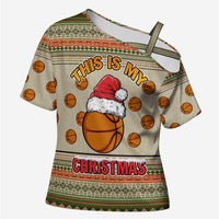 Basketball Winter Christmas Cross Shoulder Shirt Xmas Holiday Patterns - Wonder Print Shop