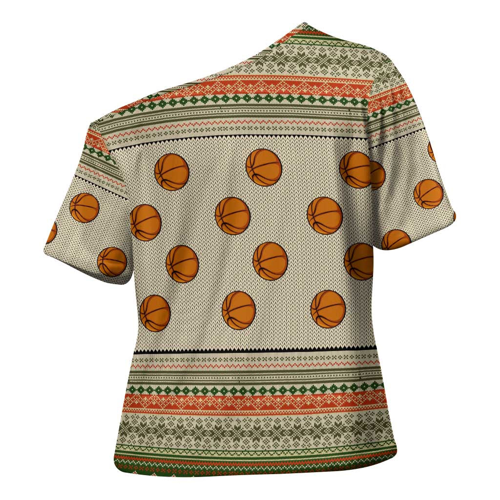 Basketball Winter Christmas Cross Shoulder Shirt Xmas Holiday Patterns - Wonder Print Shop