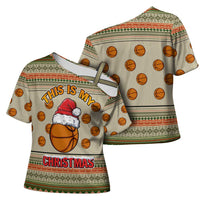 Basketball Winter Christmas Cross Shoulder Shirt Xmas Holiday Patterns - Wonder Print Shop