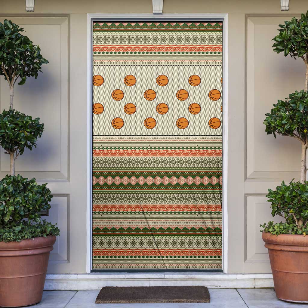 Basketball Winter Christmas Door Cover Xmas Holiday Patterns - Wonder Print Shop