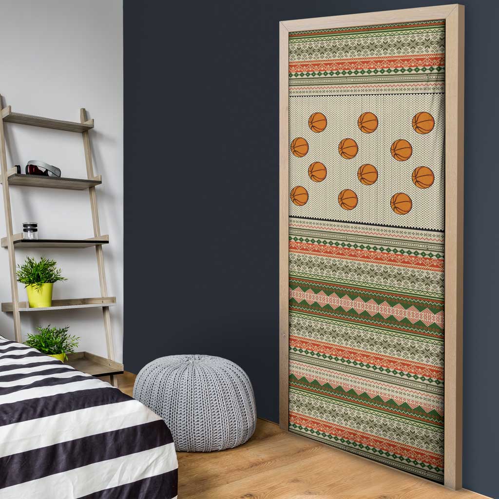 Basketball Winter Christmas Door Cover Xmas Holiday Patterns - Wonder Print Shop