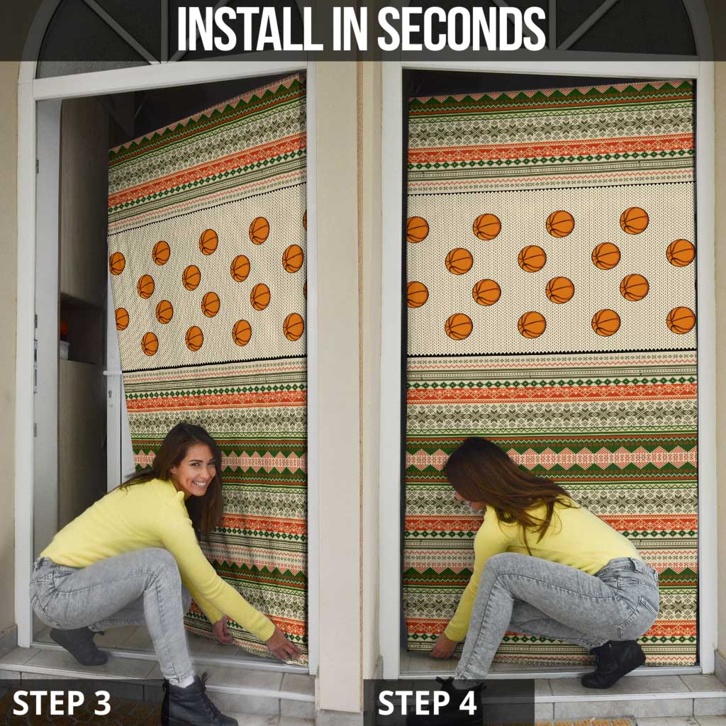 Basketball Winter Christmas Door Cover Xmas Holiday Patterns - Wonder Print Shop