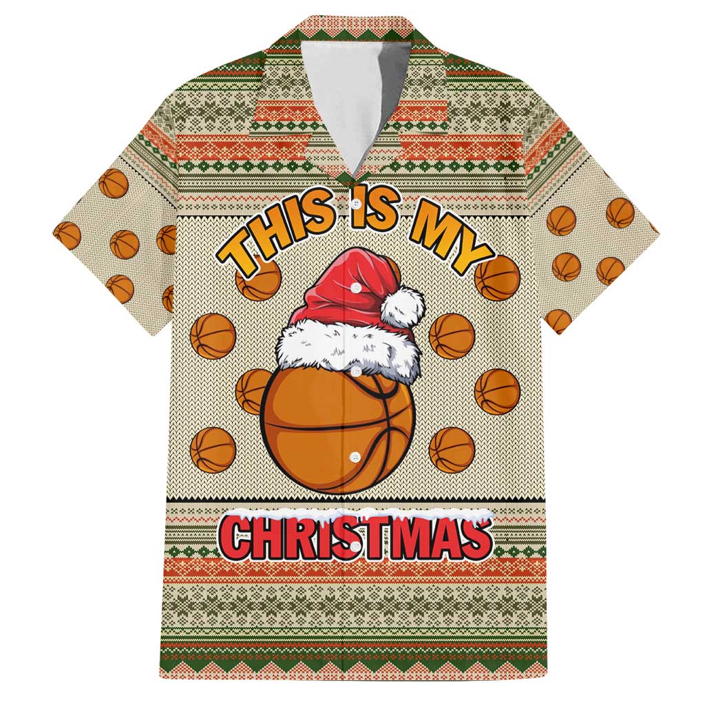 Basketball Winter Christmas Family Matching Long Sleeve Bodycon Dress and Hawaiian Shirt Xmas Holiday Patterns - Wonder Print Shop