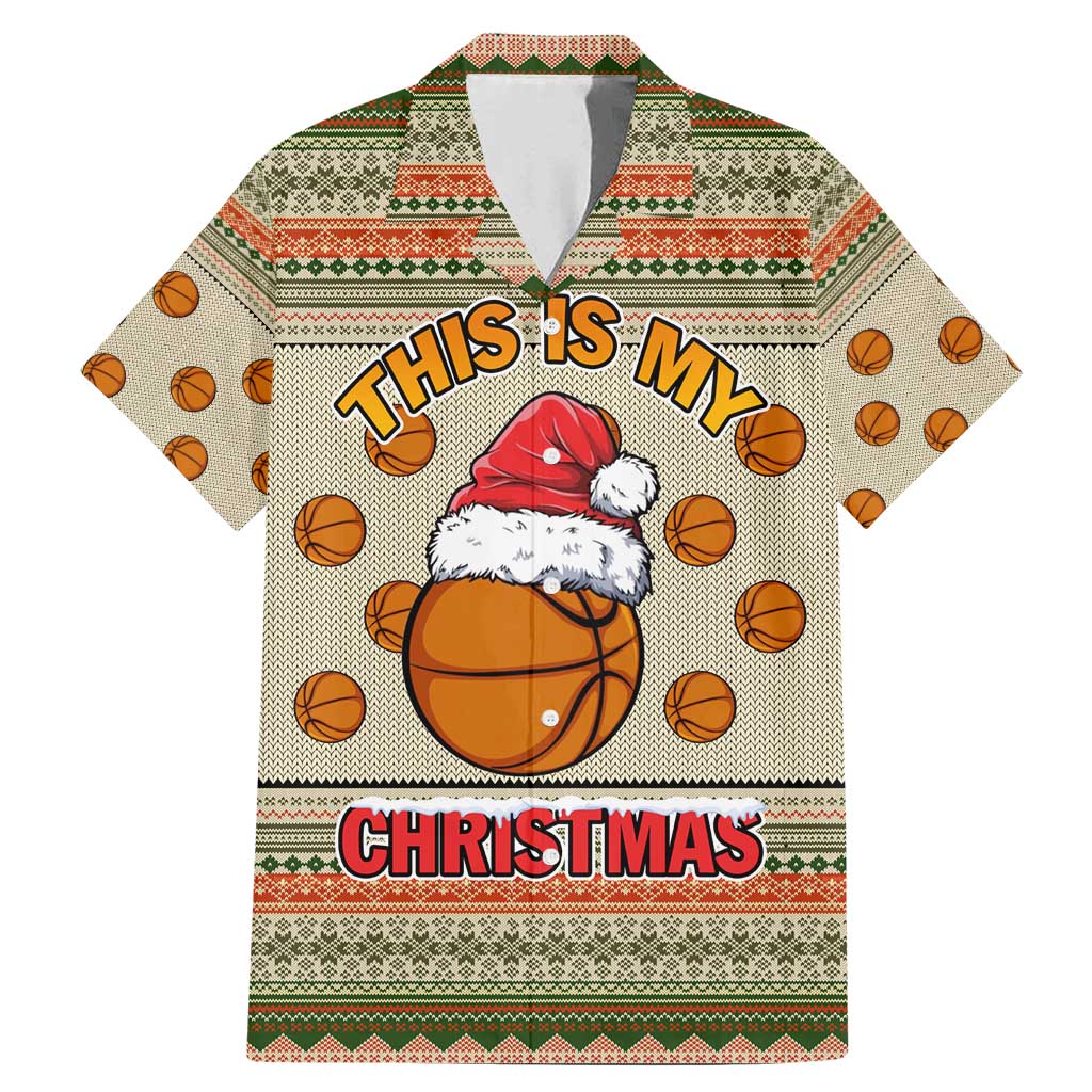 Basketball Winter Christmas Family Matching Mermaid Dress and Hawaiian Shirt Xmas Holiday Patterns - Wonder Print Shop