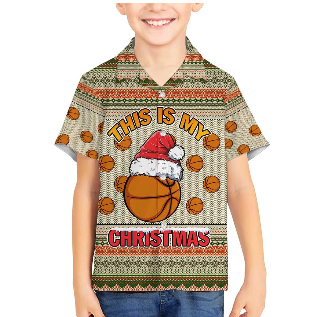 Basketball Winter Christmas Family Matching Mermaid Dress and Hawaiian Shirt Xmas Holiday Patterns - Wonder Print Shop