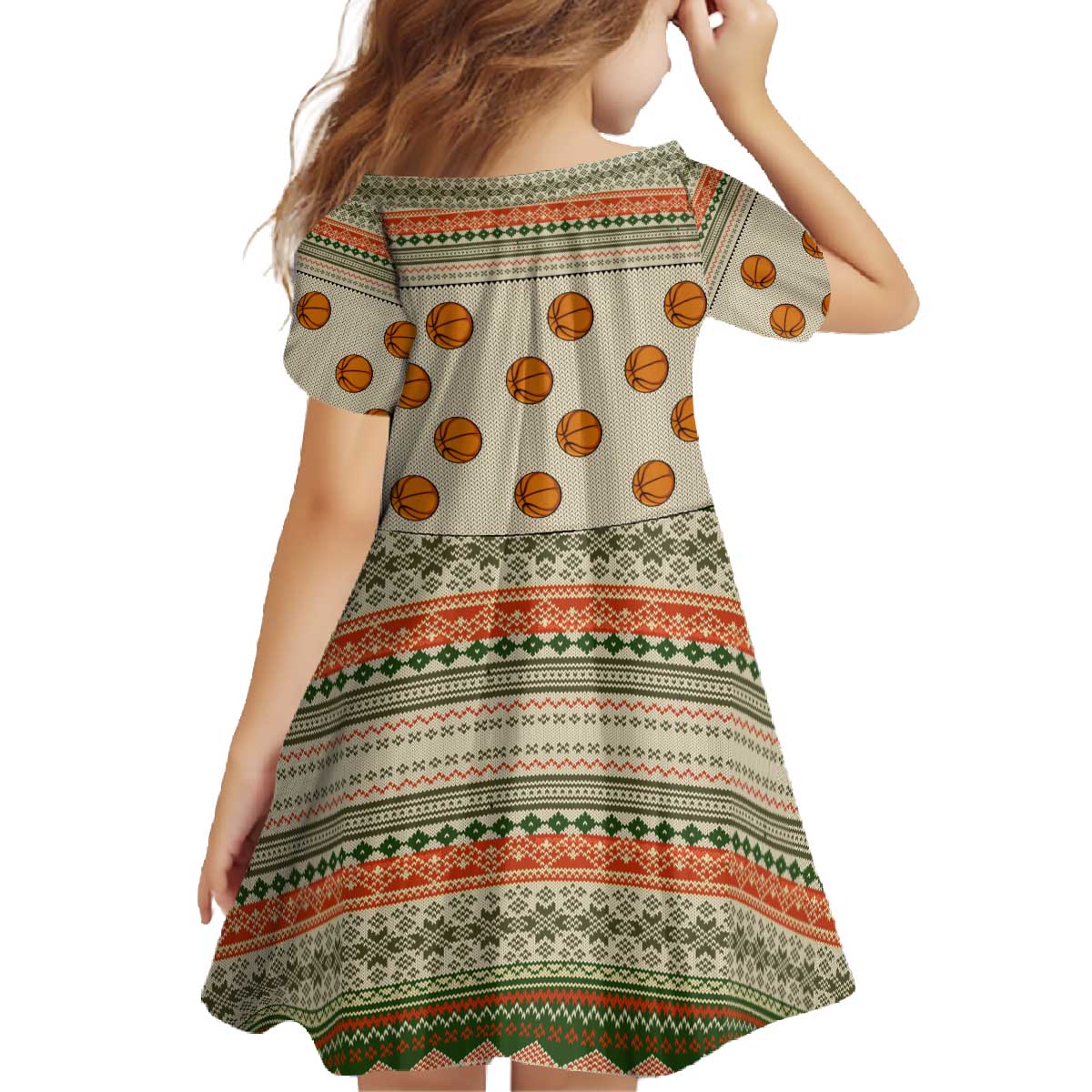 Basketball Winter Christmas Family Matching Off The Shoulder Long Sleeve Dress and Hawaiian Shirt Xmas Holiday Patterns - Wonder Print Shop