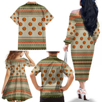 Basketball Winter Christmas Family Matching Off The Shoulder Long Sleeve Dress and Hawaiian Shirt Xmas Holiday Patterns - Wonder Print Shop