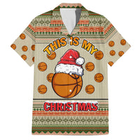Basketball Winter Christmas Family Matching Off The Shoulder Long Sleeve Dress and Hawaiian Shirt Xmas Holiday Patterns - Wonder Print Shop