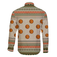 Basketball Winter Christmas Family Matching Off The Shoulder Long Sleeve Dress and Hawaiian Shirt Xmas Holiday Patterns - Wonder Print Shop