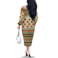 Basketball Winter Christmas Family Matching Off The Shoulder Long Sleeve Dress and Hawaiian Shirt Xmas Holiday Patterns - Wonder Print Shop