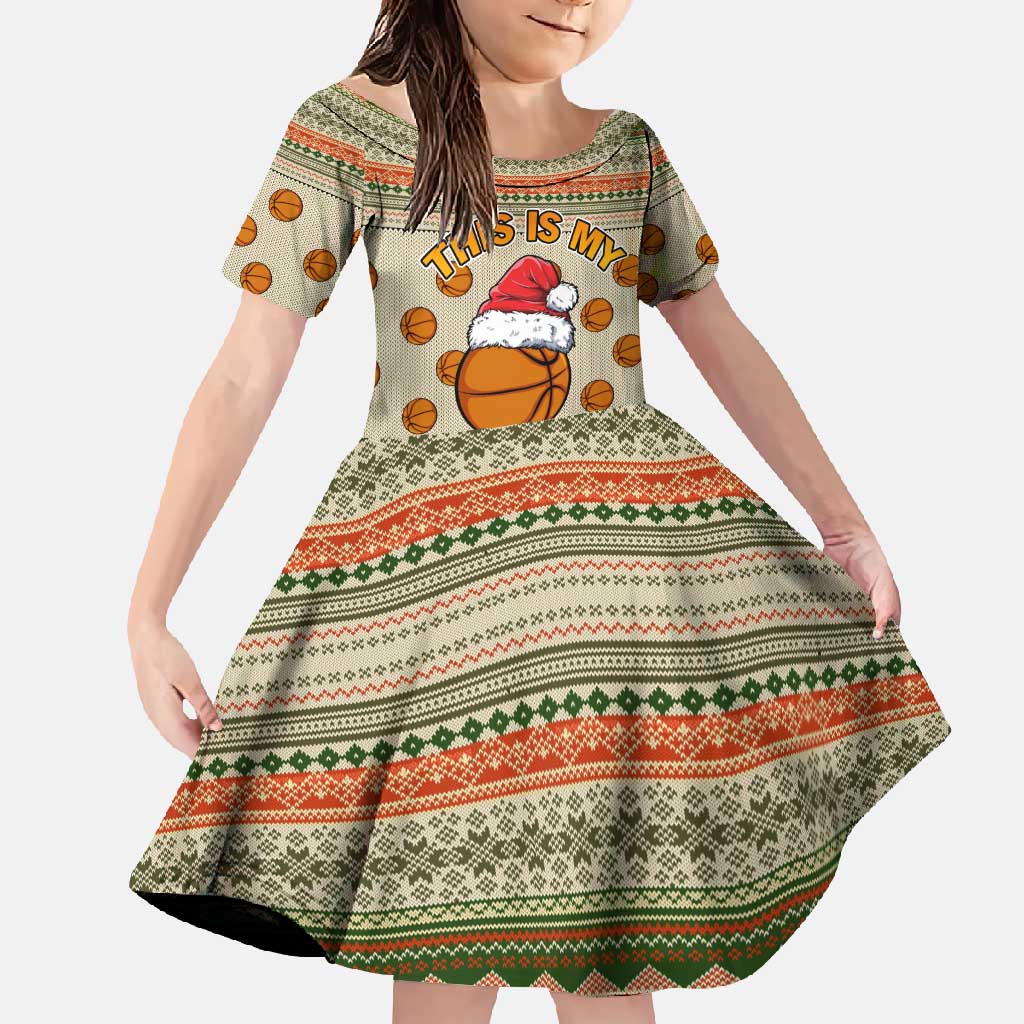 Basketball Winter Christmas Family Matching Off Shoulder Maxi Dress and Hawaiian Shirt Xmas Holiday Patterns - Wonder Print Shop