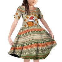 Basketball Winter Christmas Family Matching Off Shoulder Short Dress and Hawaiian Shirt Xmas Holiday Patterns - Wonder Print Shop