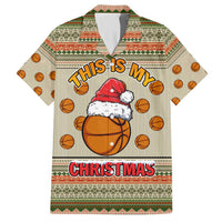 Basketball Winter Christmas Family Matching Short Sleeve Bodycon Dress and Hawaiian Shirt Xmas Holiday Patterns - Wonder Print Shop
