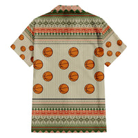 Basketball Winter Christmas Family Matching Short Sleeve Bodycon Dress and Hawaiian Shirt Xmas Holiday Patterns - Wonder Print Shop