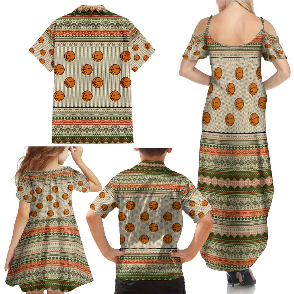 Basketball Winter Christmas Family Matching Summer Maxi Dress and Hawaiian Shirt Xmas Holiday Patterns - Wonder Print Shop