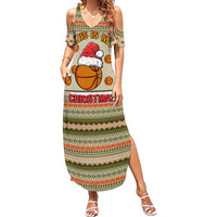 Basketball Winter Christmas Family Matching Summer Maxi Dress and Hawaiian Shirt Xmas Holiday Patterns - Wonder Print Shop