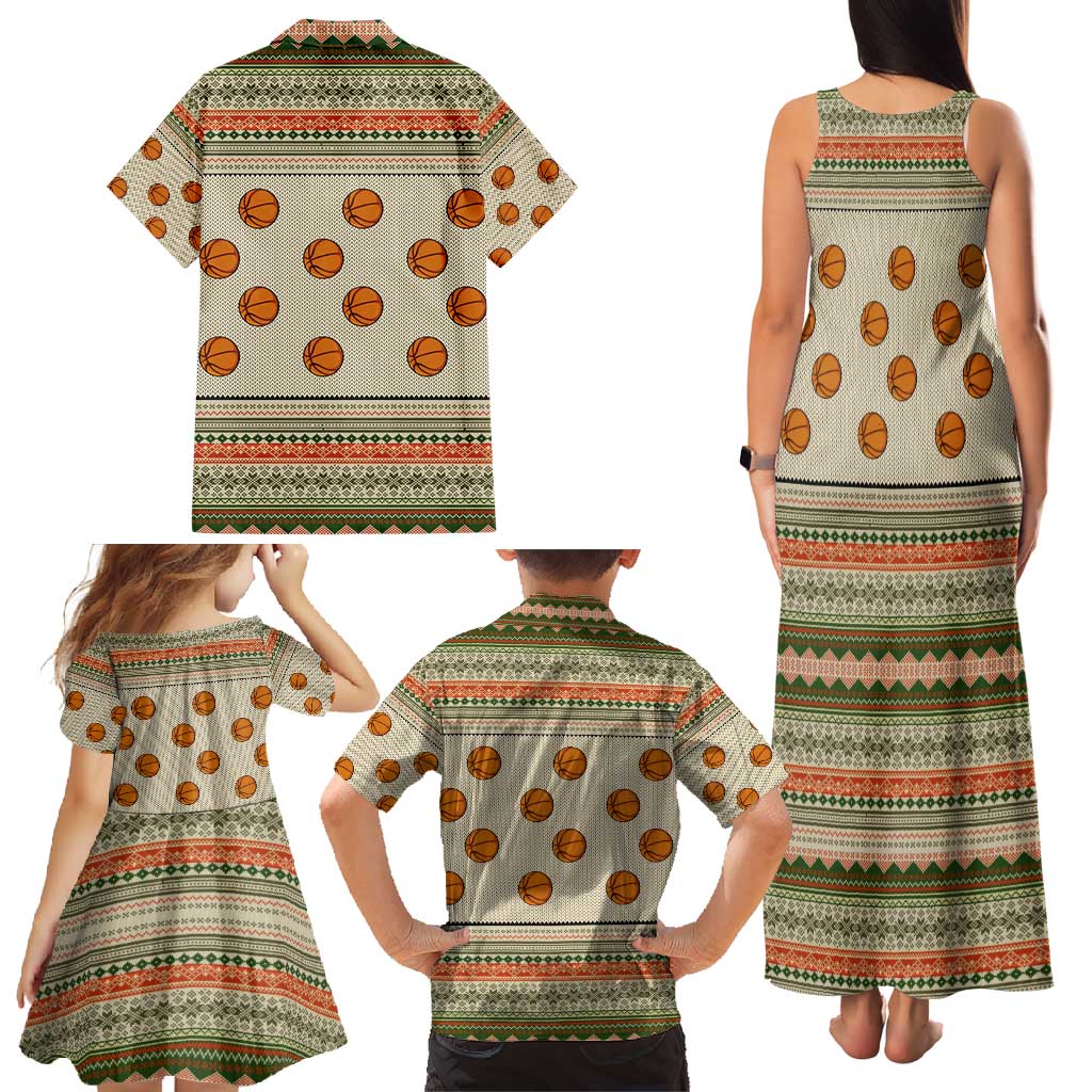 Basketball Winter Christmas Family Matching Tank Maxi Dress and Hawaiian Shirt Xmas Holiday Patterns - Wonder Print Shop