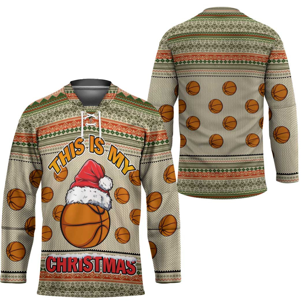 Basketball Winter Christmas Hockey Jersey Xmas Holiday Patterns - Wonder Print Shop