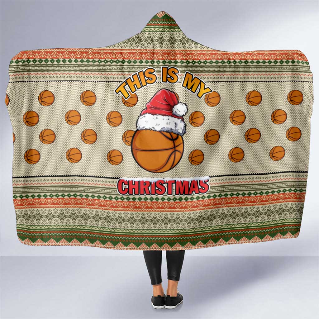 Basketball Winter Christmas Hooded Blanket Xmas Holiday Patterns - Wonder Print Shop