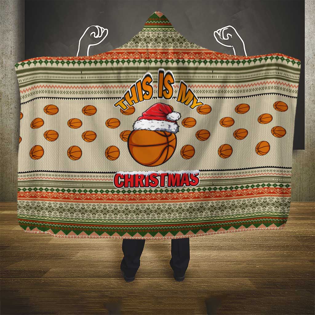 Basketball Winter Christmas Hooded Blanket Xmas Holiday Patterns - Wonder Print Shop