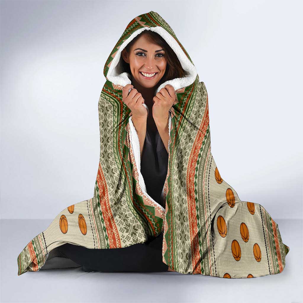 Basketball Winter Christmas Hooded Blanket Xmas Holiday Patterns - Wonder Print Shop
