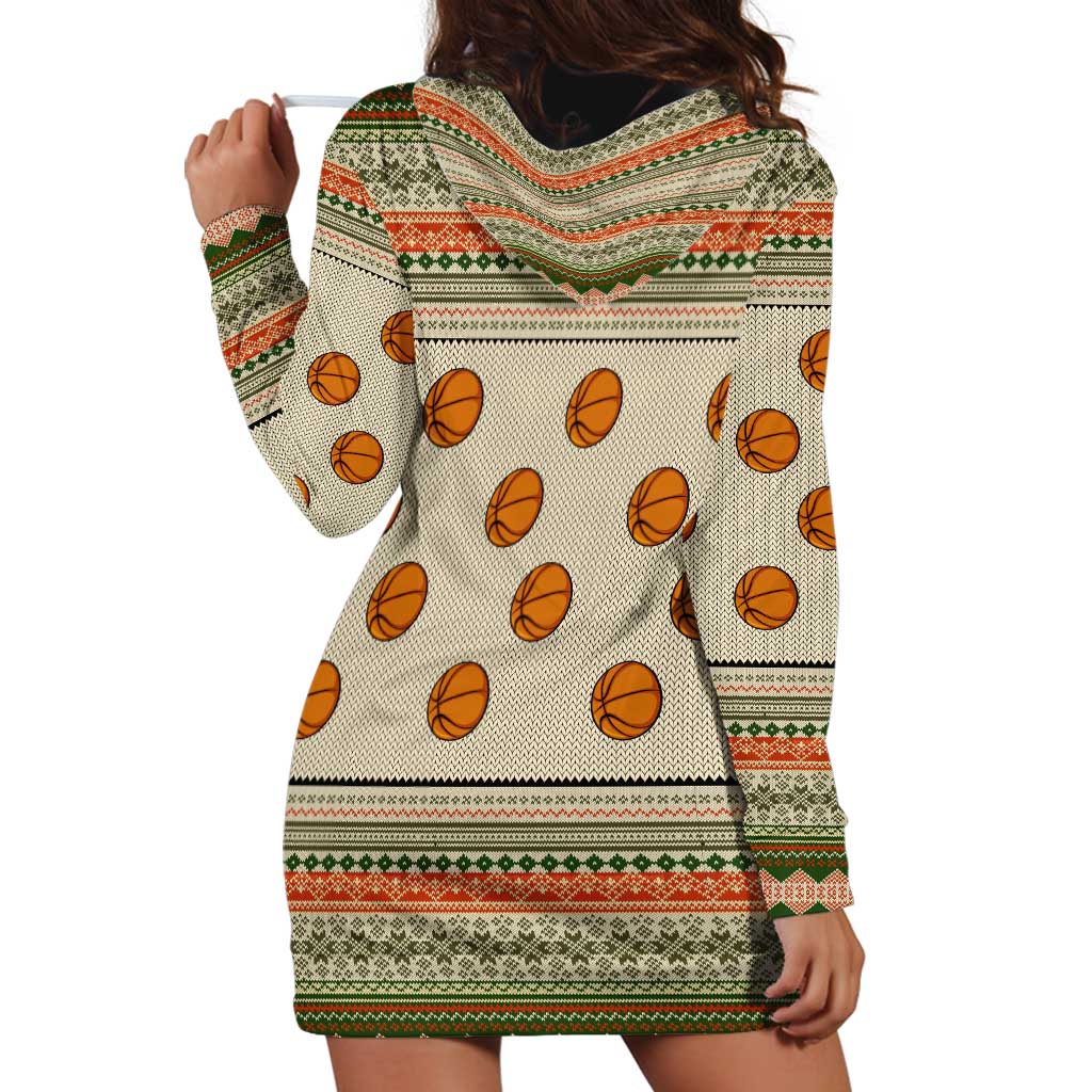 Basketball Winter Christmas Hoodie Dress Xmas Holiday Patterns - Wonder Print Shop