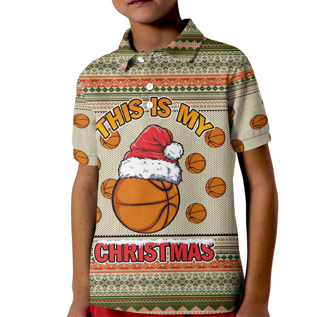 Basketball Winter Christmas Kid Polo Shirt Xmas Holiday Patterns - Wonder Print Shop