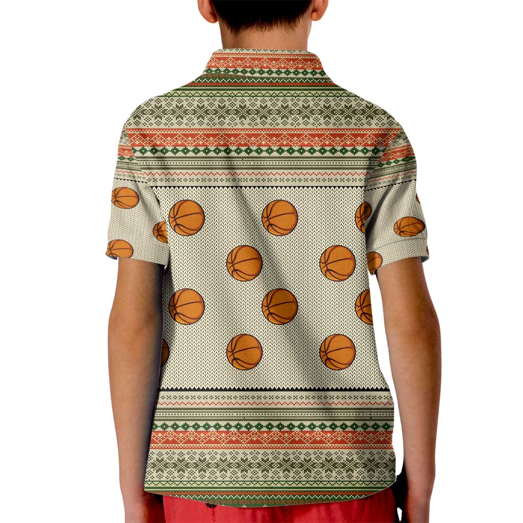 Basketball Winter Christmas Kid Polo Shirt Xmas Holiday Patterns - Wonder Print Shop