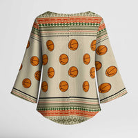 Basketball Winter Christmas Kimono Sleeve Blouse Xmas Holiday Patterns - Wonder Print Shop