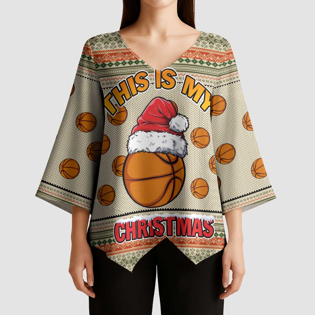 Basketball Winter Christmas Kimono Sleeve Blouse Xmas Holiday Patterns - Wonder Print Shop