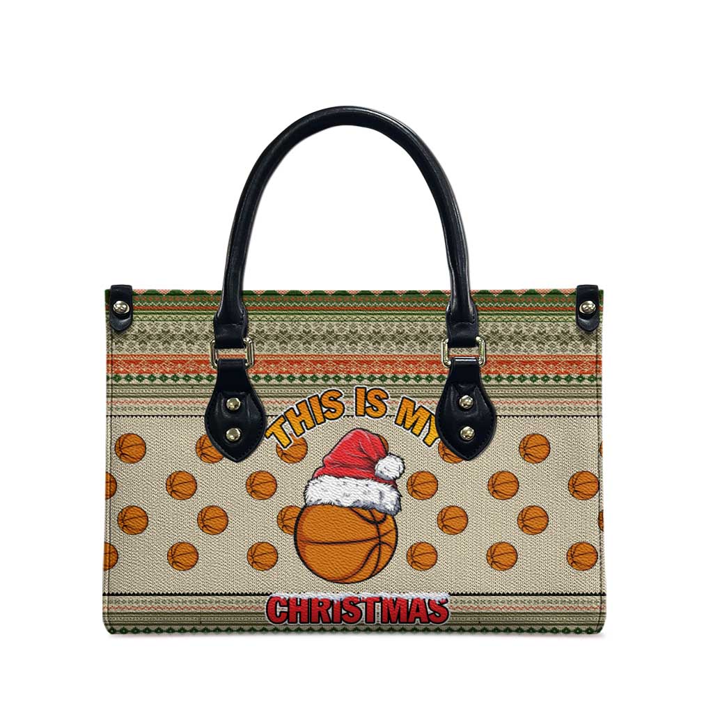 Basketball Winter Christmas Leather Bag Xmas Holiday Patterns - Wonder Print Shop