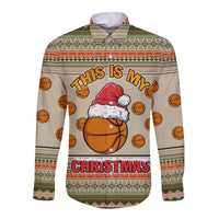 Basketball Winter Christmas Long Sleeve Button Shirt Xmas Holiday Patterns - Wonder Print Shop