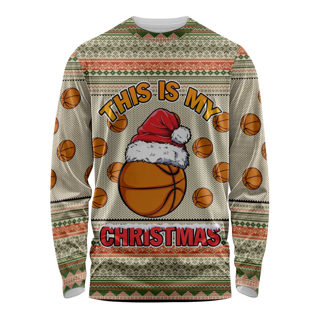 Basketball Winter Christmas Long Sleeve Shirt Xmas Holiday Patterns - Wonder Print Shop