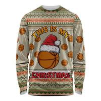 Basketball Winter Christmas Long Sleeve Shirt Xmas Holiday Patterns - Wonder Print Shop