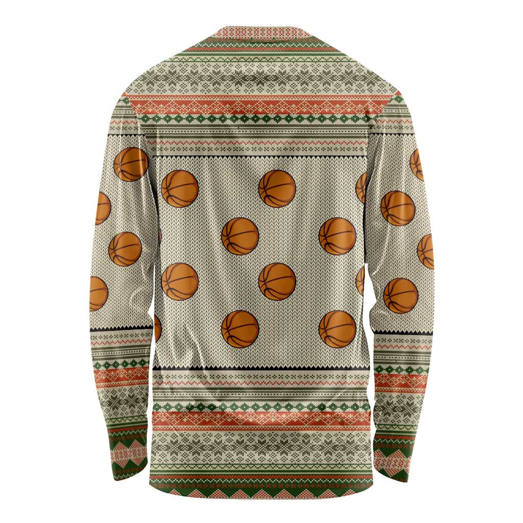 Basketball Winter Christmas Long Sleeve Shirt Xmas Holiday Patterns - Wonder Print Shop