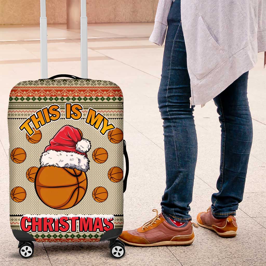 Basketball Winter Christmas Luggage Cover Xmas Holiday Patterns - Wonder Print Shop