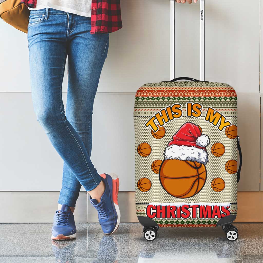 Basketball Winter Christmas Luggage Cover Xmas Holiday Patterns - Wonder Print Shop