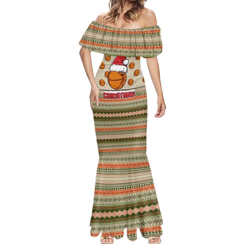 Basketball Winter Christmas Mermaid Dress Xmas Holiday Patterns - Wonder Print Shop