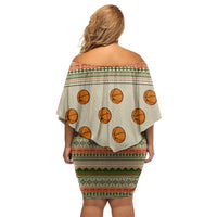 Basketball Winter Christmas Off Shoulder Short Dress Xmas Holiday Patterns - Wonder Print Shop