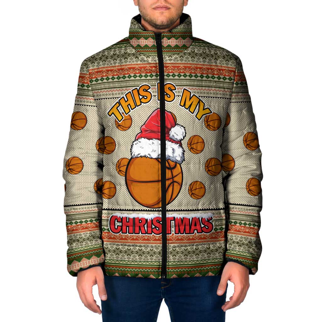 Basketball Winter Christmas Padded Jacket Xmas Holiday Patterns - Wonder Print Shop