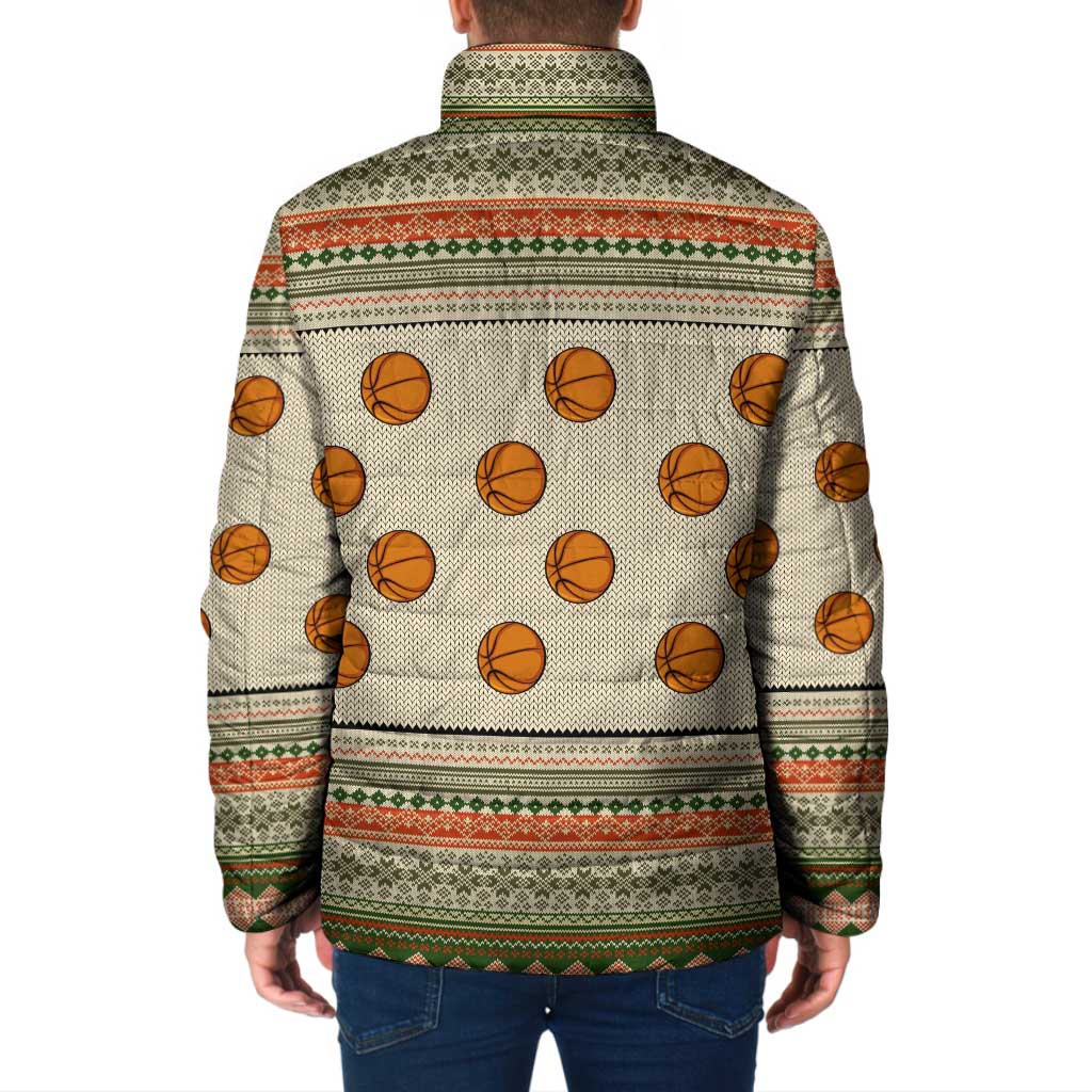 Basketball Winter Christmas Padded Jacket Xmas Holiday Patterns - Wonder Print Shop
