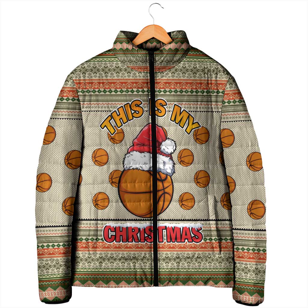 Basketball Winter Christmas Padded Jacket Xmas Holiday Patterns - Wonder Print Shop