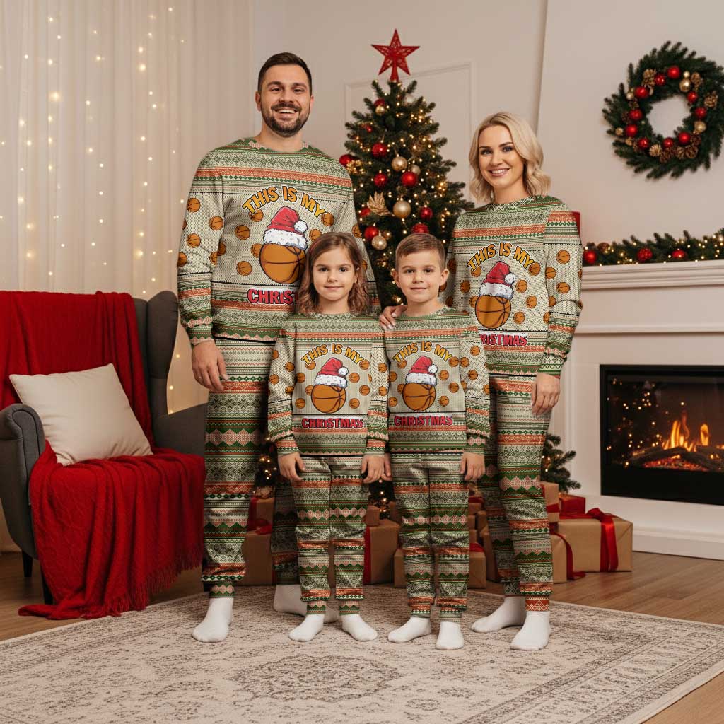 Basketball Winter Christmas Pajama Set Xmas Holiday Patterns - Wonder Print Shop