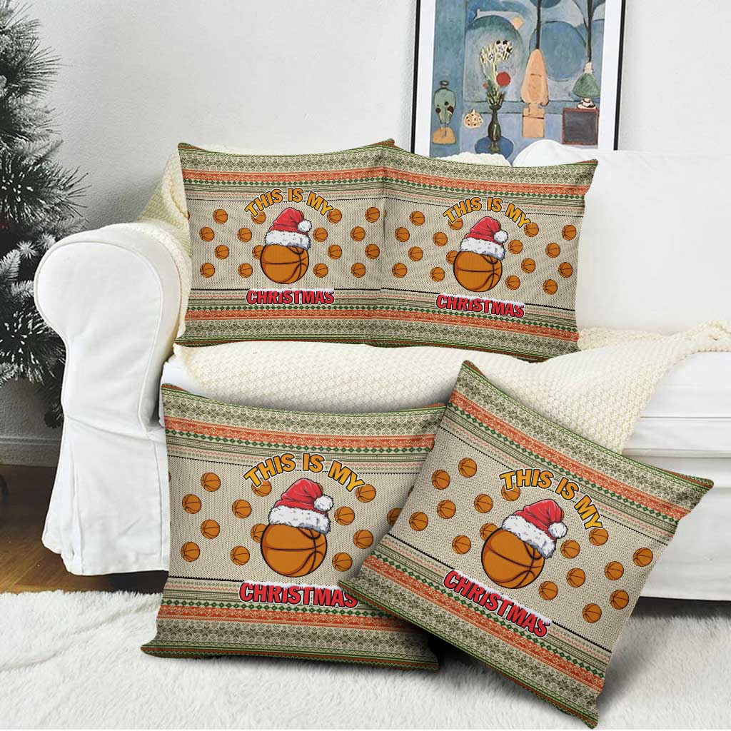 Basketball Winter Christmas Pillow Cover Xmas Holiday Patterns - Wonder Print Shop