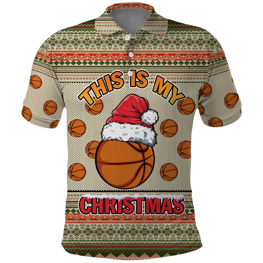 Basketball Winter Christmas Polo Shirt Xmas Holiday Patterns - Wonder Print Shop
