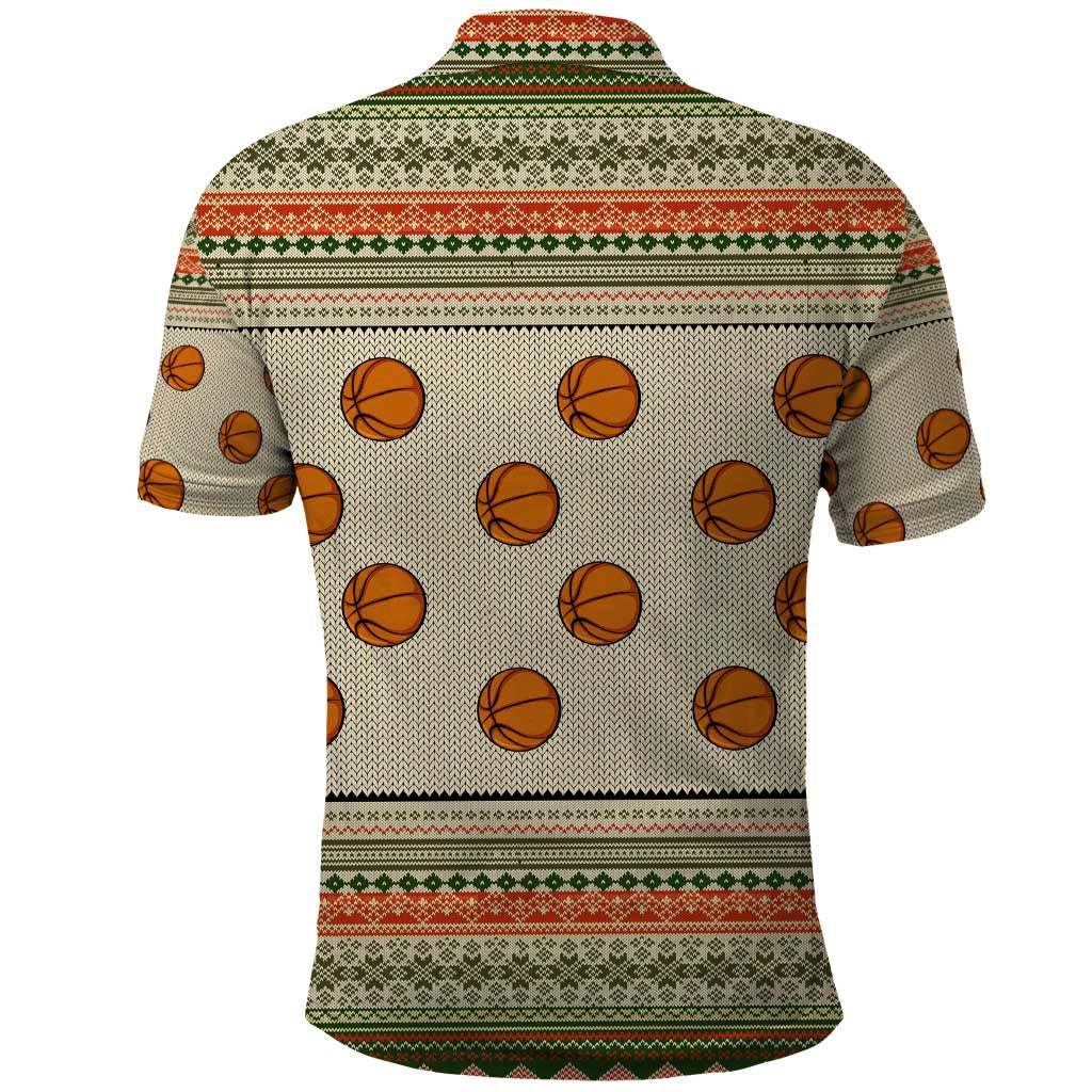 Basketball Winter Christmas Polo Shirt Xmas Holiday Patterns - Wonder Print Shop